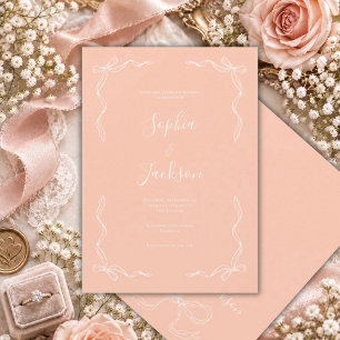 Invitación de boda de melocotón dibujada a mano vi
