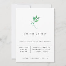 Invitación de boda de minimalismo moderno con vege