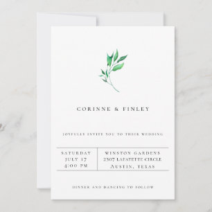 Invitación de boda de minimalismo moderno con vege