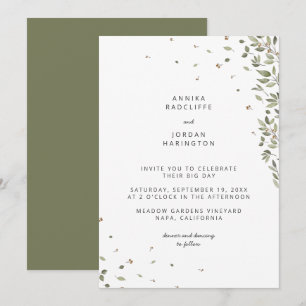 Invitación de boda de minimalismo orgánico moderno