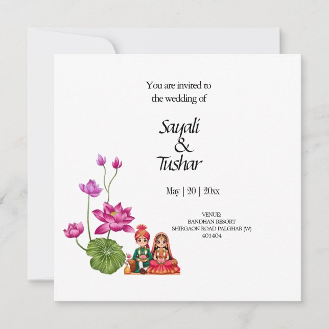 Invitación de boda de modelo de varianza (Anverso)