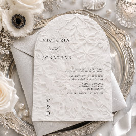 Invitación de boda de monograma de invierno blanco