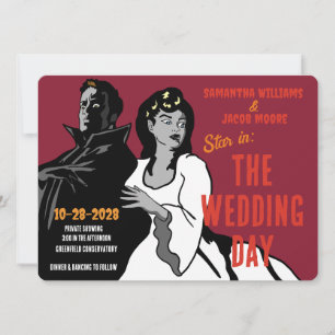 Invitación de boda de monstruo de película vintage