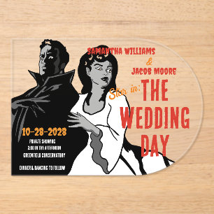 Invitación de boda de monstruo de película vintage