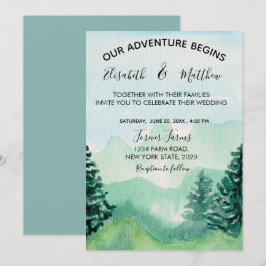 Invitación de boda de montaña acuarela