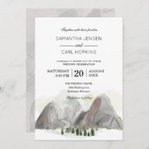 invitación de boda de montaña acuarela