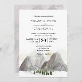 invitación de boda de montaña acuarela