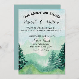 Invitación de boda de montaña con acuarela