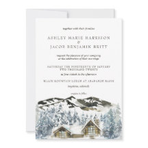 Invitación de boda de montaña invernal rústica