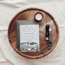 Invitación de boda de montaña invernal rústica