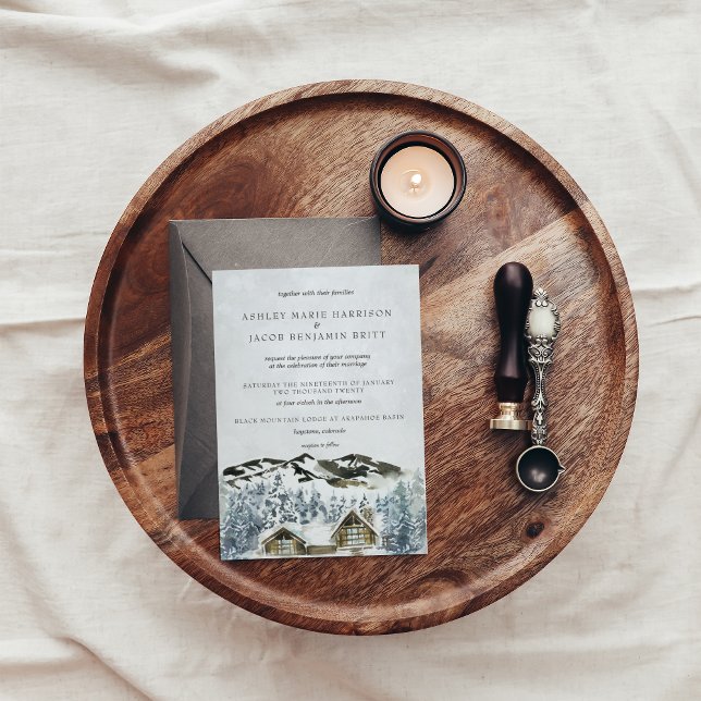 Invitación de boda de montaña invernal rústica (Subido por el creador)