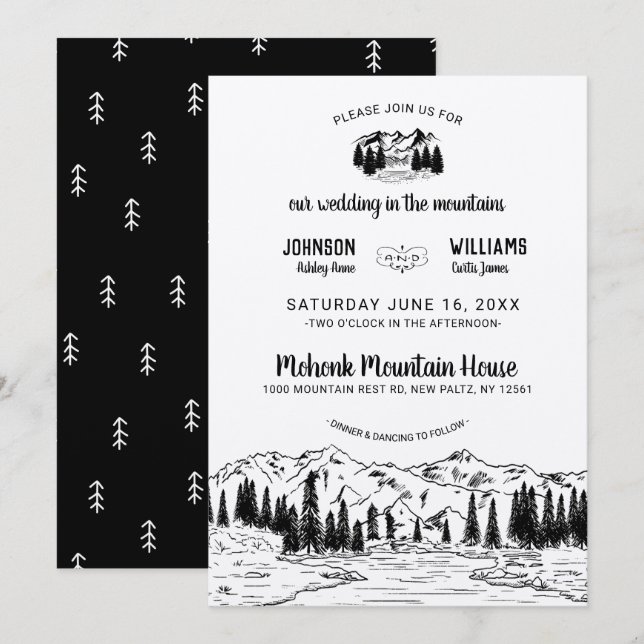 Invitación de Boda de Montaña Rústica (Anverso / Reverso)