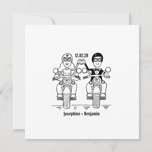 Invitación de boda de motocicleta para motociclist (Anverso)