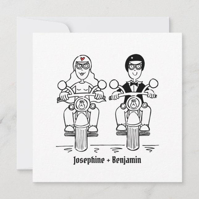 Invitación de boda de motocicleta personalizada pa (Anverso)