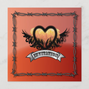 Invitación de Boda de Motociclista con Corazón de 