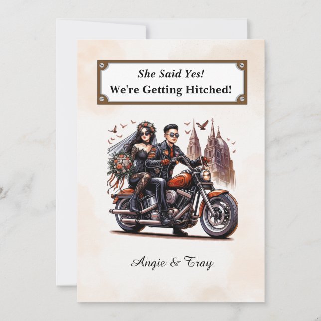 Invitación de boda de motociclista simple (Anverso)