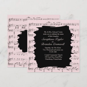 Invitación de boda de música abstracta rosa modern