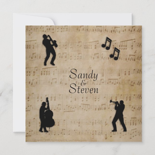 Invitación de Boda de música de hojas antiguas (Reverso)
