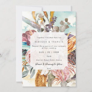 invitación de boda de naranja tropical de playa fl