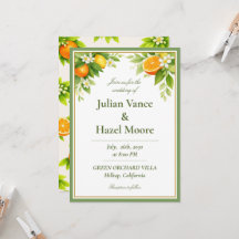 Invitación de Boda de Naranja y Limón de Jardín de