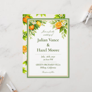 Invitación de Boda de Naranja y Limón de Jardín de
