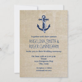 Invitación de boda de nave vintage ancla náutica