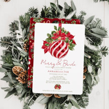Invitación de Boda de Navidad Adorno Rojo Merry &