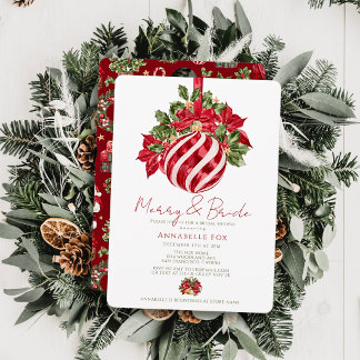 Invitación de Boda de Navidad Adorno Rojo Merry & 