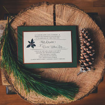 Invitación de boda de Navidad con acebo