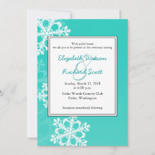 Invitación de boda de Navidad copos de nieve turqu