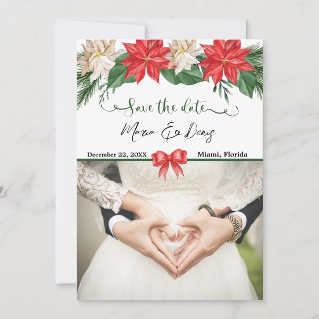 Invitación de boda de Navidad elegante para guarda (Anverso)
