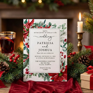 Invitación de boda de Navidad elegante Poinsettia