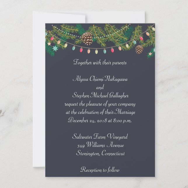 Invitación de boda de Navidad en pizarra (Anverso)