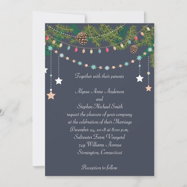 Invitación de boda de Navidad en pizarra (Anverso)