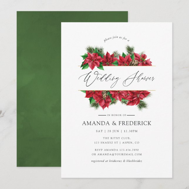 Invitación de boda de Navidad geométrica acuarela (Anverso / Reverso)