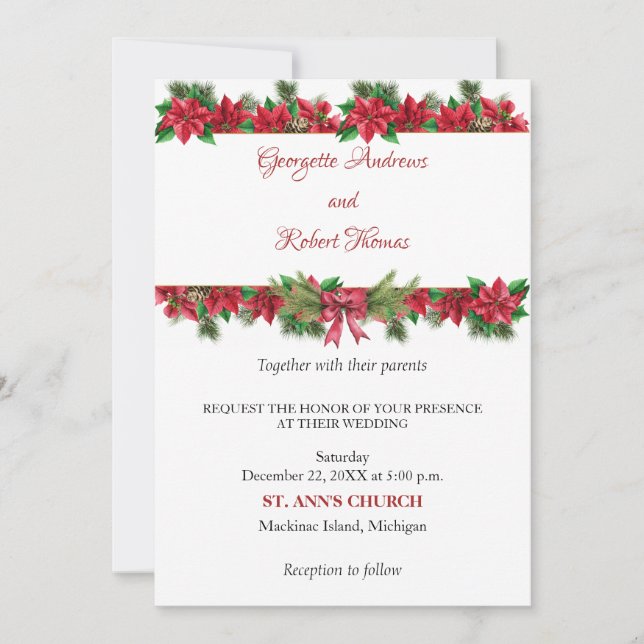 Invitación de boda de Navidad rústica (Anverso)
