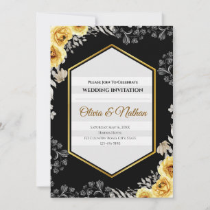 Invitación de boda de negro gótico y amarillo most