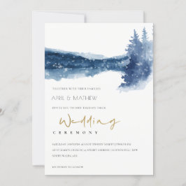INVITACIÓN DE BODA DE NIEVE DE LAGO DE MONTAÑA AZU