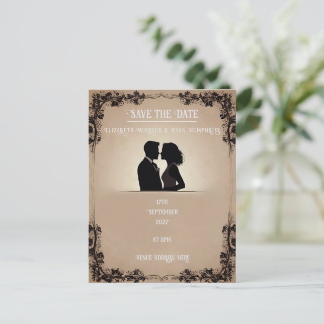 Invitación de boda de novia y novio (Anverso de pie)
