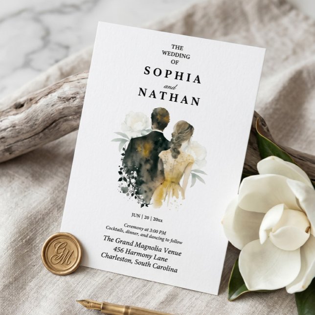 Invitación de boda de novios con acuarela (Subido por el creador)