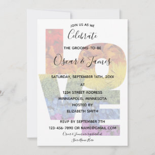 Invitación de boda de novios del mismo sexo con fl
