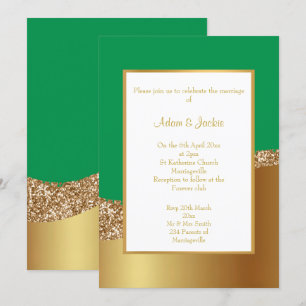 INVITACIÓN DE BODA DE OLA DE ORO VERDE LUXE