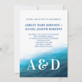 Invitación de boda de olas de océano rodantes, tur