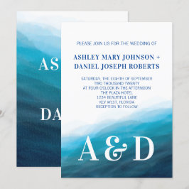 Invitación de boda de olas de océano rodantes, tur