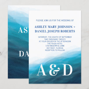 Invitación de boda de olas de océano rodantes, tur