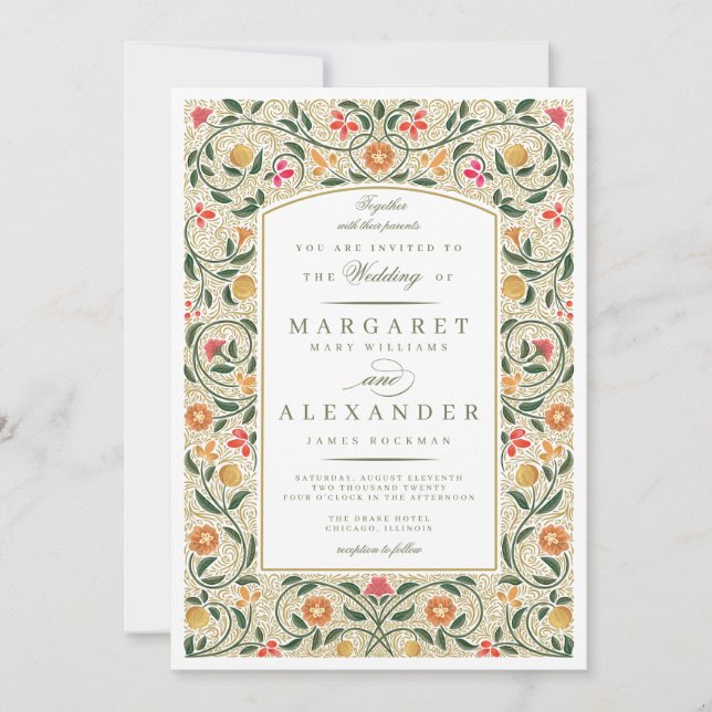 Invitación de boda de Old English Border (Anverso)