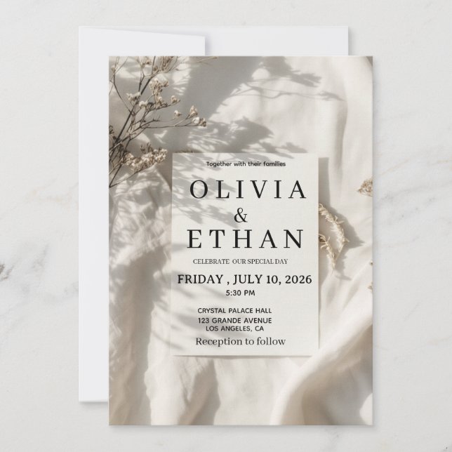 Invitación de Boda de Olivia & Ethan (Anverso)