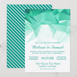 Invitación de boda de origami geométrico verde men