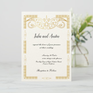 Invitación de boda de oro