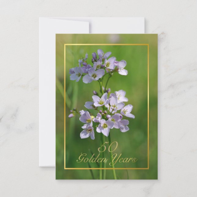 Invitación de boda de oro con flores silvestres ro (Anverso)